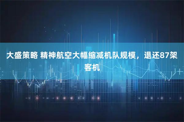 大盛策略 精神航空大幅缩减机队规模，退还87架客机