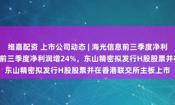 维嘉配资 上市公司动态 | 海光信息前三季度净利增28.56%，中科曙光前三季度净利润增24%，东山精密拟发行H股股票并在香港联交所主板上市