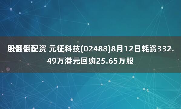 股翻翻配资 元征科技(02488)8月12日耗资332.49万港元回购25.65万股